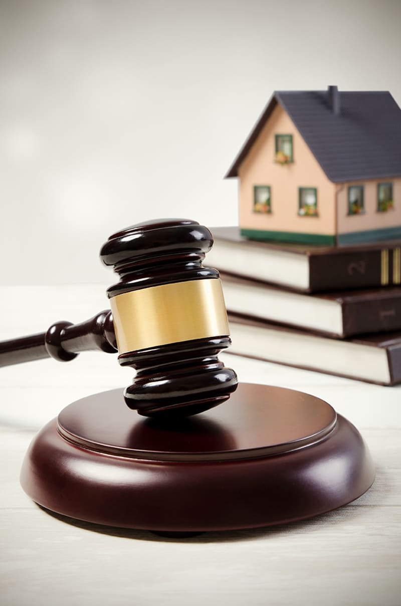 Law gavel and house loan concept.